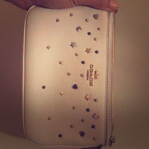 Coach clutch with gold strap